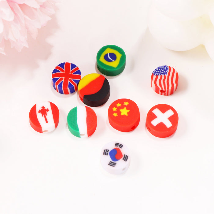 Wholesale 100PCS Polymer Clay Randomly Mixed Flag Series Loose Beads JDC-BDS-LiuXia020