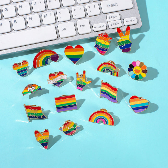 Wholesale Rainbow Heart Letter Brooch