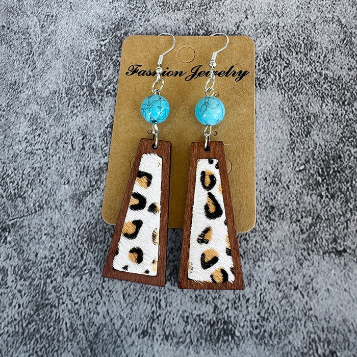 Wholesale Leather earrings vintage turquoise ing classic leopard print cowhide earrings
