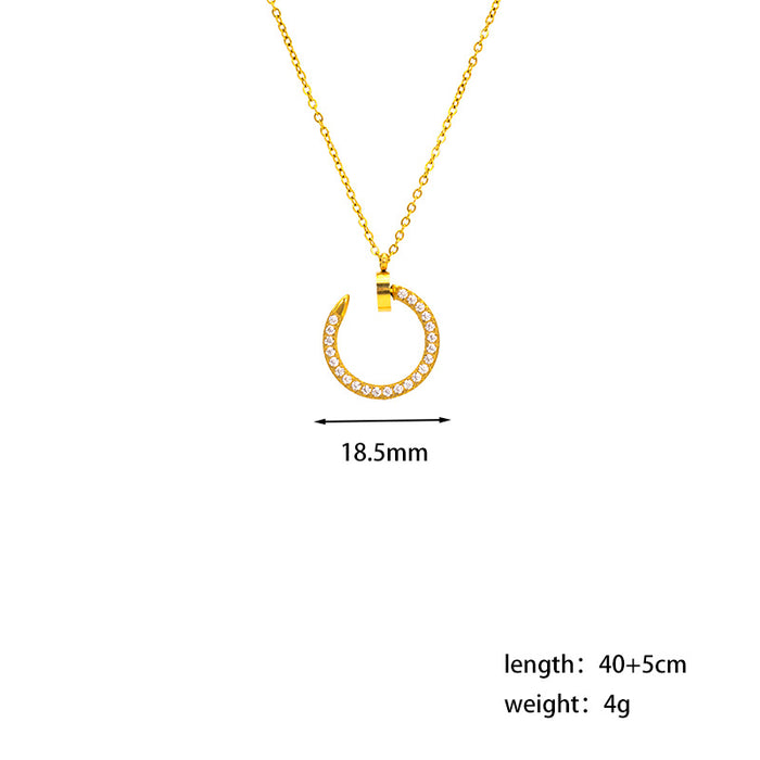 Wholesale Stainless Steel Diamond Nail Necklace JDC-NE-Xiango006