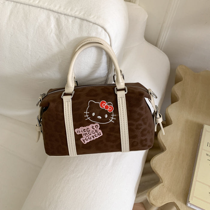 Wholesale Cute embroidered cartoon retro leopard print handbag