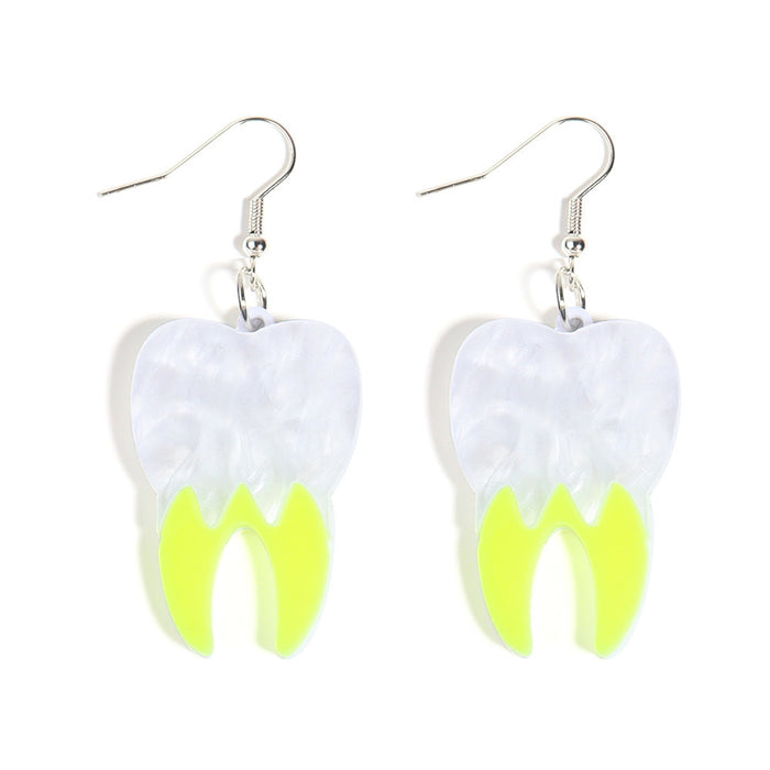 Wholesale Acrylic Halloween Colorful Stitching Teeth Earrings JDC-ES-Zhanh003