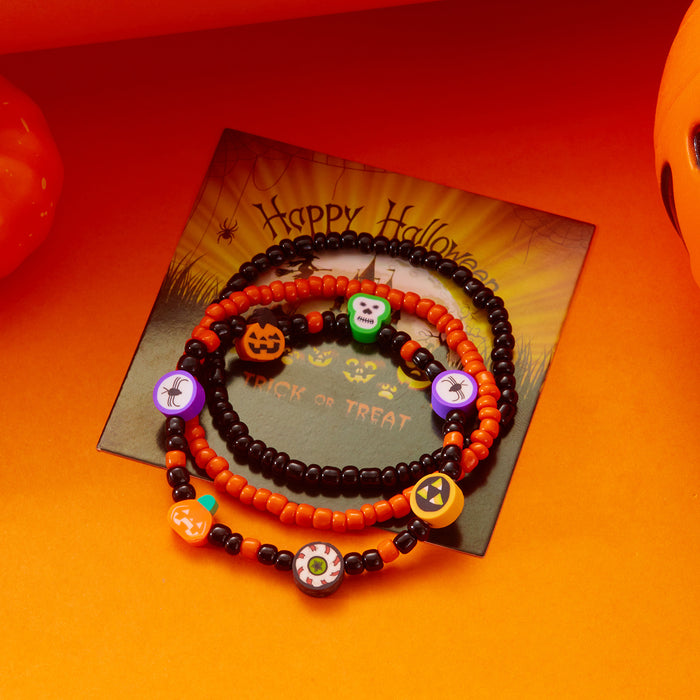 Wholesale  bracelet rice bead orange pumpkin skull pendant jewelry set