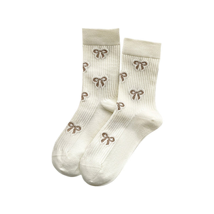 Wholesale Butterfly knot socks, children's mid tube socks, pile socks, boneless long tube socks, fashionable women's socks