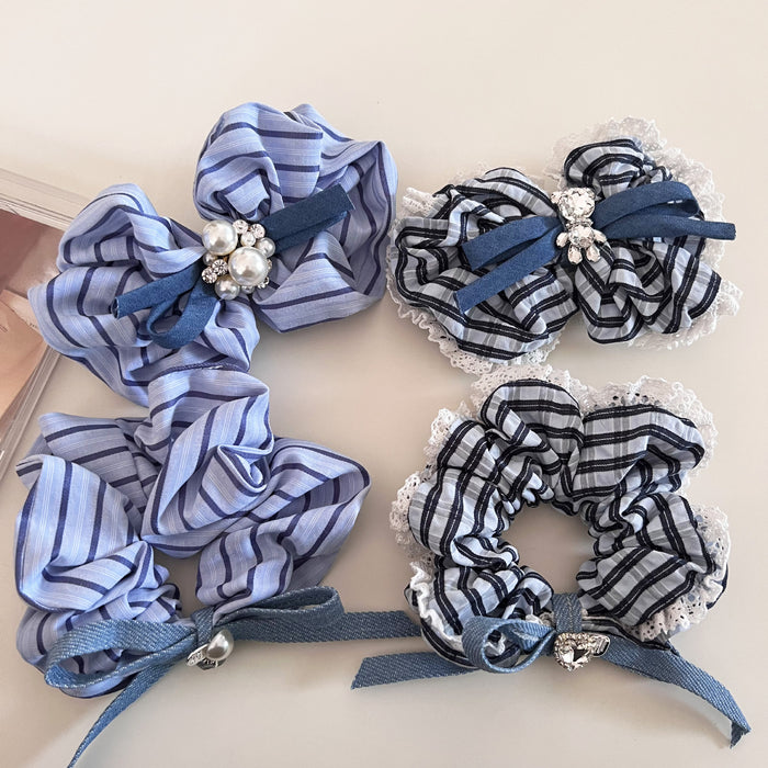 Wholesale Small niche minimalist retro striped square circle hair loop, women's high-end sense, ponytail hair accessory, headband, rubber band hair clip