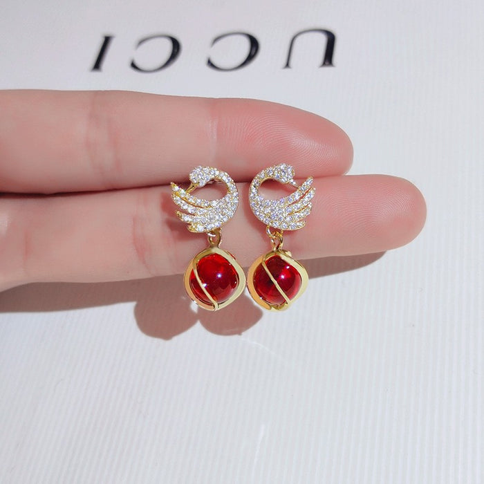 Wholesale High end swan earrings with temperament, cat's eye stone earrings, earrings, pendants, versatile earrings