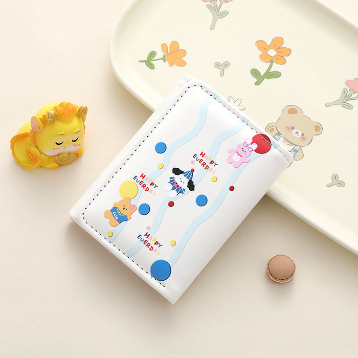 Wholesale Big Ear Dog Cute Cartoon Small Wallet Cute Large Capacity Three-fold Internet Popular Short Wallet MOQ≥2