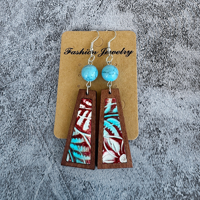 Wholesale Leather earrings vintage turquoise ing classic leopard print cowhide earrings