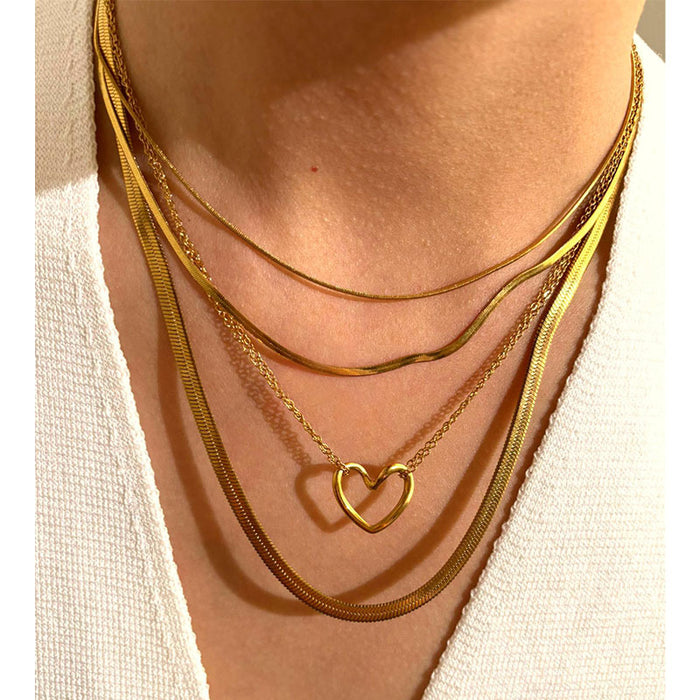 Wholesale Trendy Design Stainless Steel Snake Bone Love Necklace Fashionable Stacked Personalized Necklace