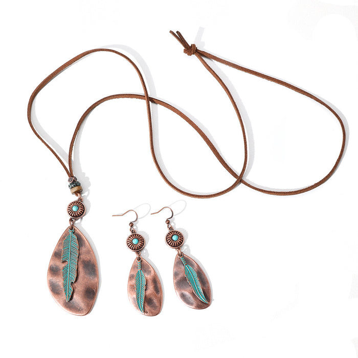 Wholesale Bohemian Vintage Geometric Zinc Alloy Earrings &  Necklace Set - Trendy Jewelry MOQ≥2