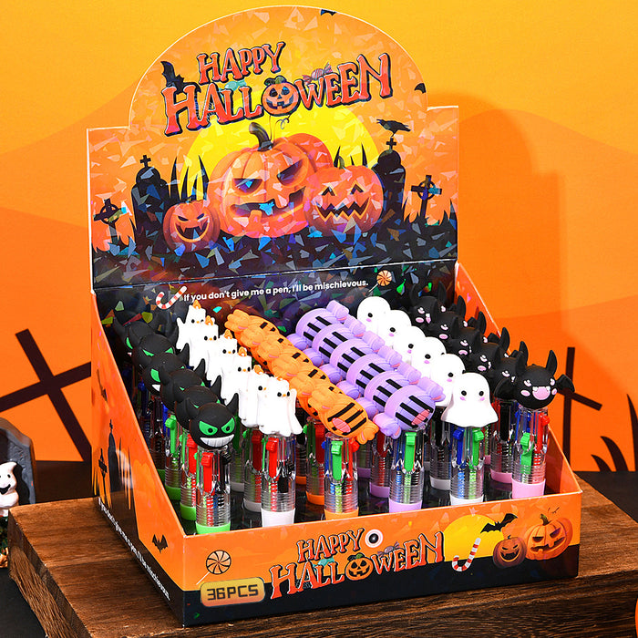 Wholesale 36pcs  four-color ballpoint pen mini cute cartoon series color pen student stationery gift pen