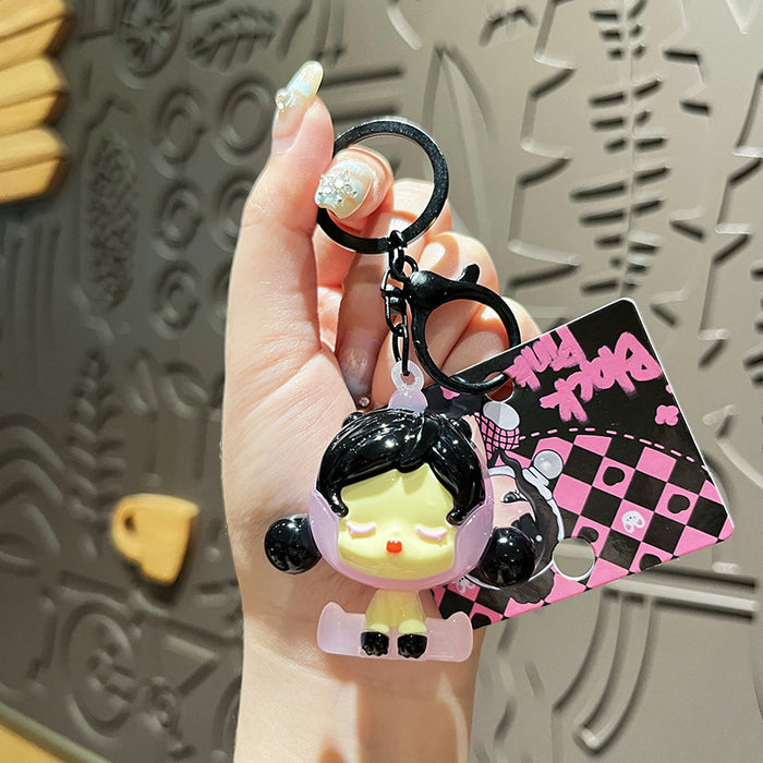 Wholesale Original Girl Keychain Electroplating UV Cartoon Doll Couple Keychain Bag Pendant Small Gift