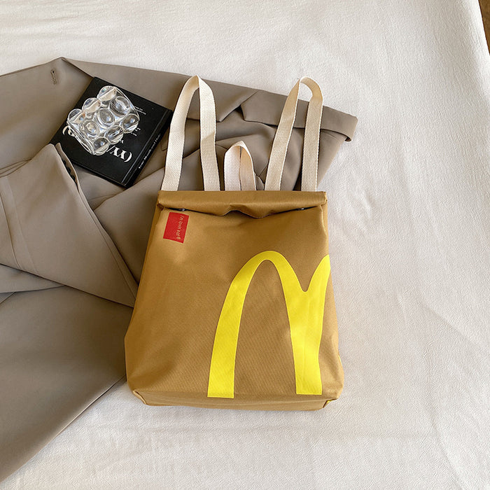 Wholesale New bag, large capacity backpack, casual backpack, hamburger paper bag bag, student bag