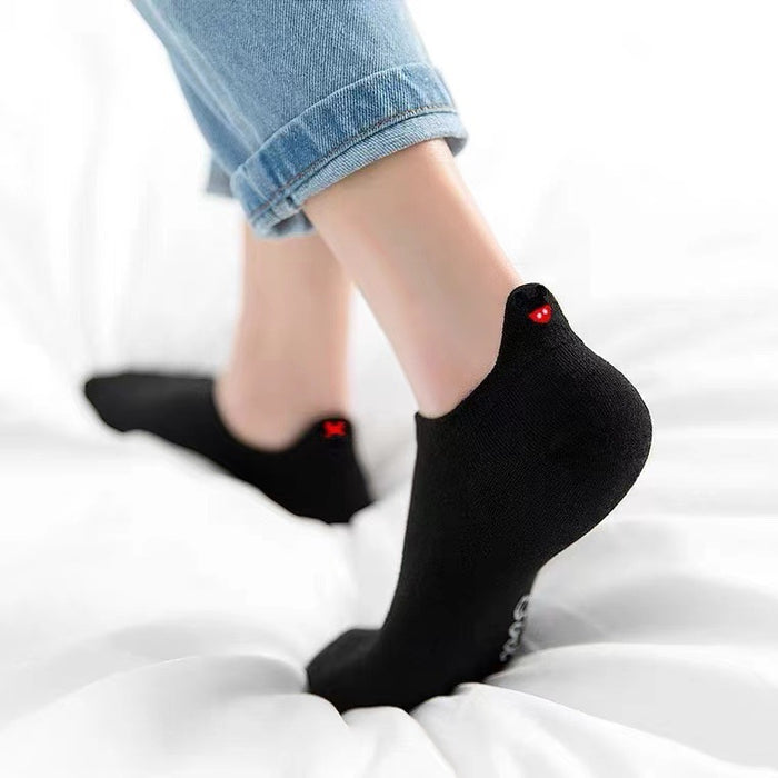 Wholesale Ship socks, short socks, shallow cut, thin design, embroidered heel