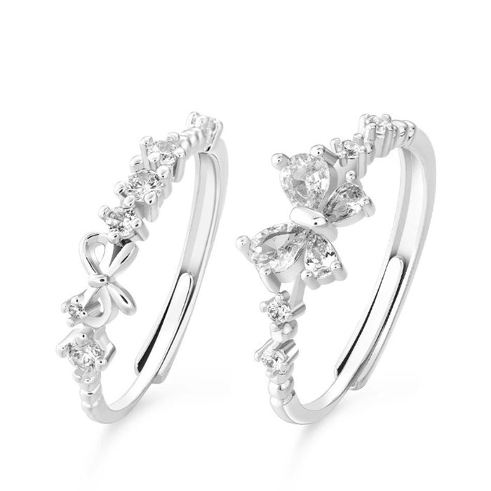 Wholesale Ring Women's Butterfly Pair Ring Adjustable rings