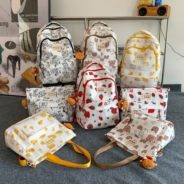 Wholesale Graffiti printed bear student schoolbag