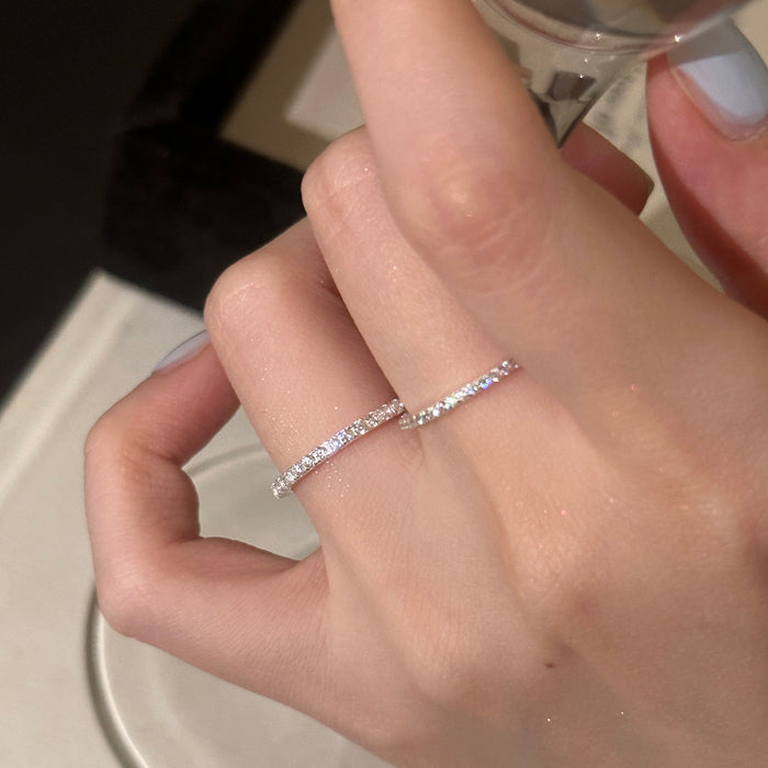 Wholesale Pure silver fine sparkling diamond ring for women, exquisite and fashionable, niche zircon index finger ring, light luxury and cool style ring