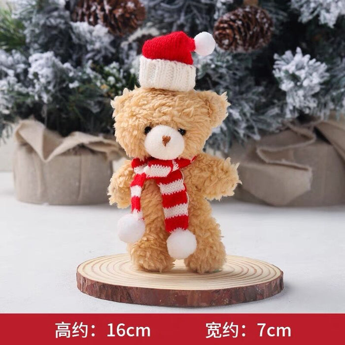 Wholesale Plush Bear Cloth Keychain with Green f and Peaked Hat for Christmas Gift Boutique MOQ≥2