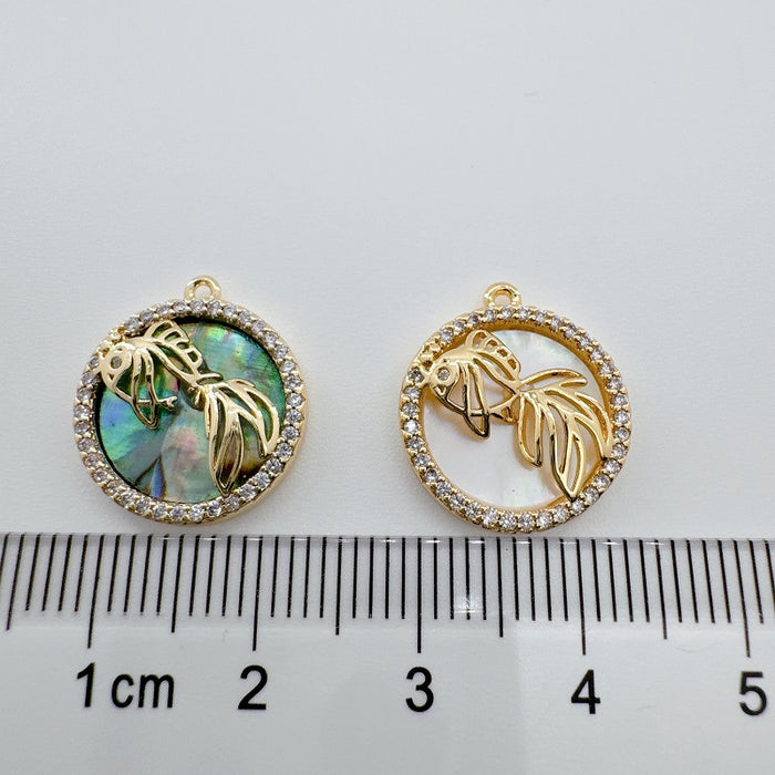 Wholesale Koi Fish Mother-of-Pearl Pendant Copper Electroplated Jewelry Accessory MOQ≥2