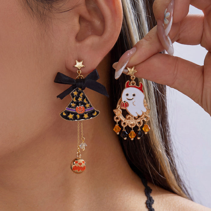 Wholesale Ghost Cat Pumpkin Skull Alloy Ear Studs Jewelry Accessory