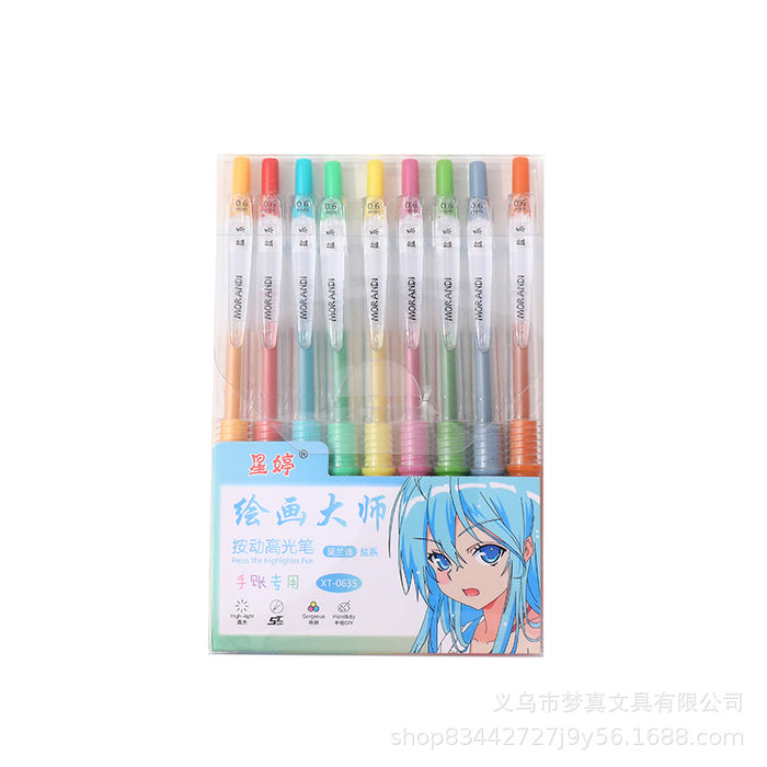 Wholesale 9pcs/ box Painting Hand Account Pen Set Large Capacity Color Press Pen
