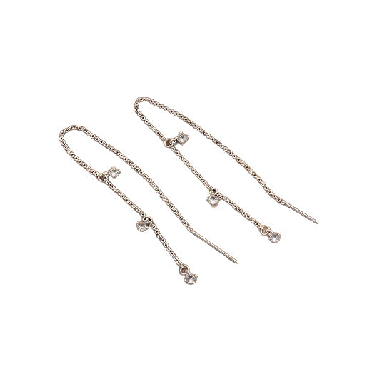 Wholesale Real gold brass electroplating fashion long flow Su ear line inlaid with zircon luxury earrings wholesale