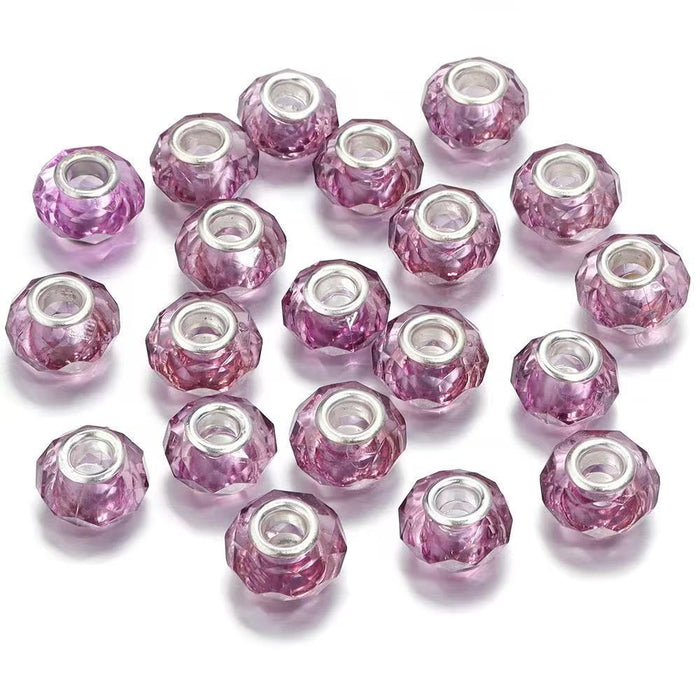 Wholesale spacer Faceted Wheel Plastic Beads Large Hole DIY Jewelry Craft Supply MOQ≥10