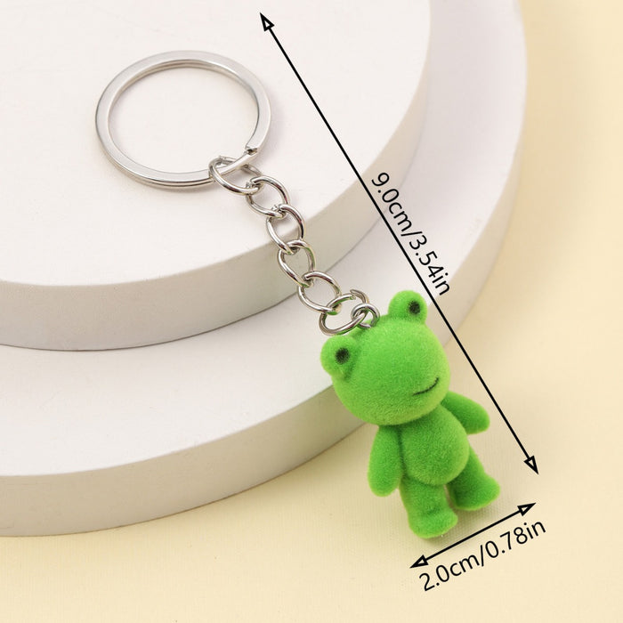 Wholesale Cute resin flocked frog keychains