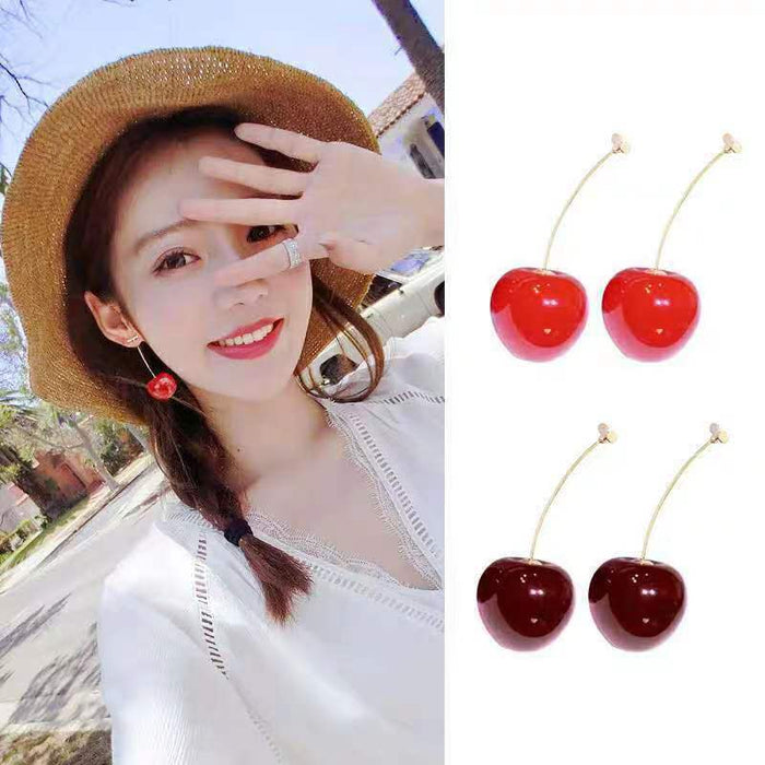 Wholesale cherry fruit acrylic earrings Cherry elegant simple cute resin trendy earrings
