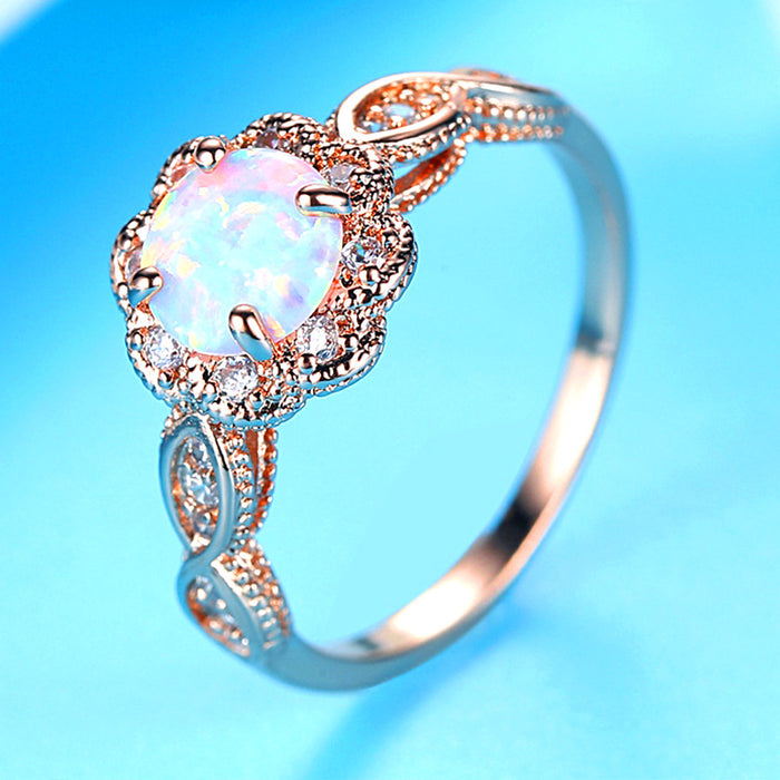 Wholesale Fashionable resin rose gold hollow ring jewelry rhinestone ring jewelry ring