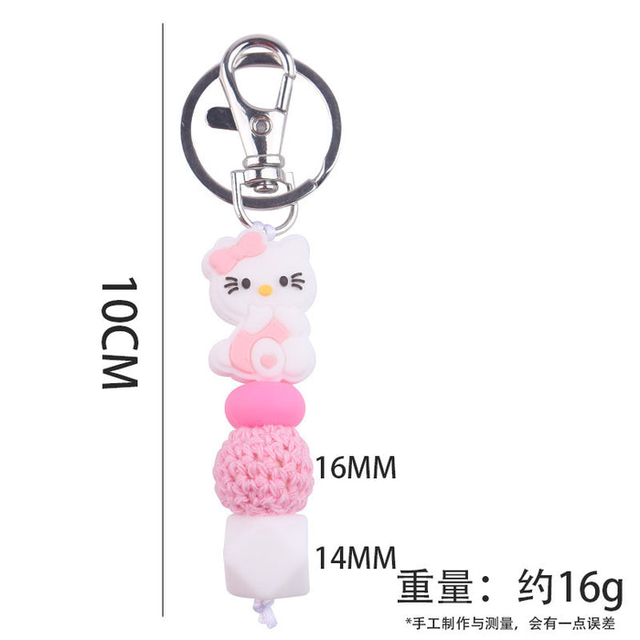 Wholesale Silicone Beaded Bracelet Jewelry Cartoon Cat Keychain Pendant Bag Pendant Accessories