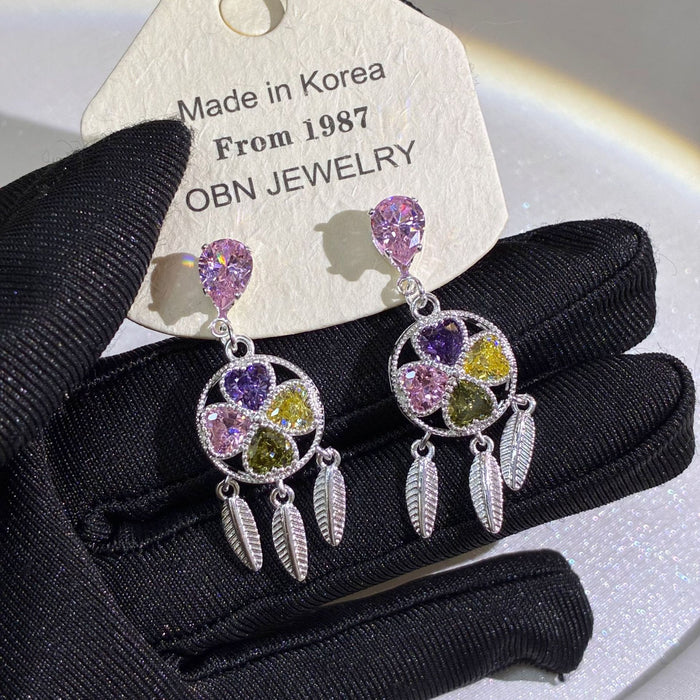 Wholesale Dream Catcher Long Earrings Geometric Fashion Accessory