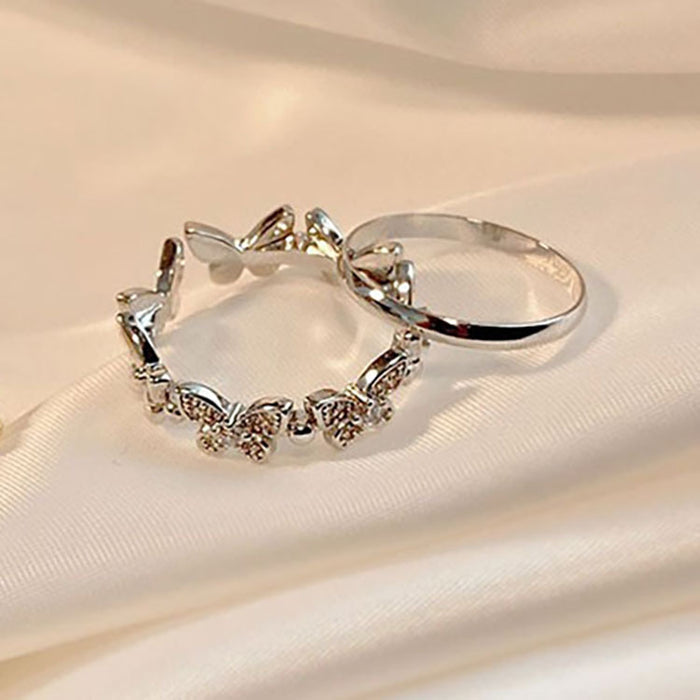 Wholesale Set of butterfly rings designed with cold style, high-end fashion and personalized plain ring index finger