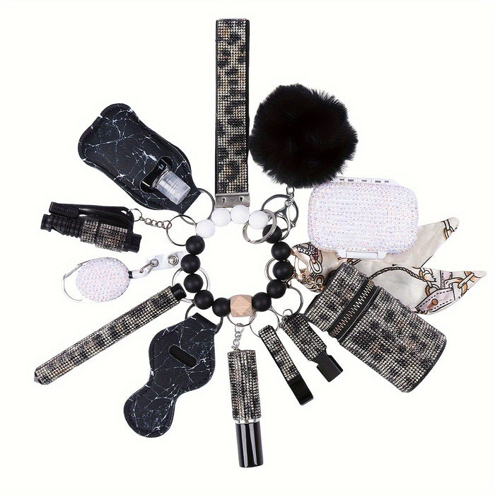 Wholesale Multifunctional Fur Ball Diamond Keychain 13-piece Set JDC-KC-TouMS059