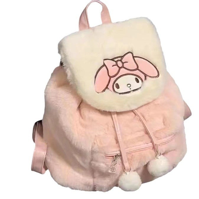 Wholesale Cute cartoon Plush Bag Women's Flapover Backpack Bags