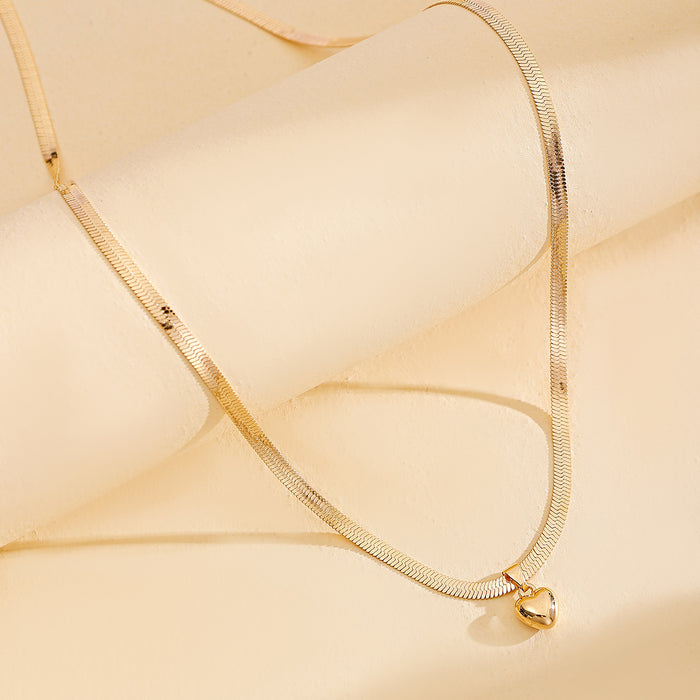 Wholesale New Fashion Alloy Peach Heart Waist Chain Personalized Love Pendant Snake Bone Chain