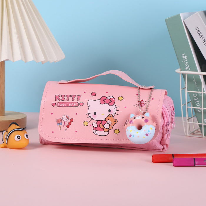 Wholesale Cartoon Cat Large Capacity Double-Layer Pencil Case