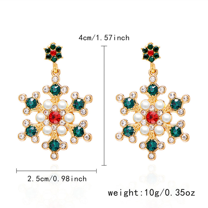 Wholesale Christmas Ornaments Diamond Snowflake Earrings