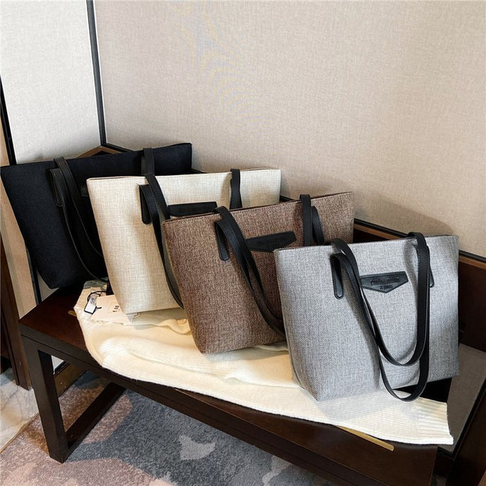 Wholesale Texture Fashionable Commuting Shoulder Bag Women's Bag Cotton Linen Large Capacity Casual Hand-held Tote Bag JDC-HB-YT001