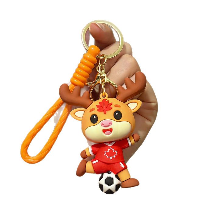 Wholesale 2026 Mascot Keychain Silicone PVC Soccer Charm Gift Bag Car Key Accessory MOQ≥2