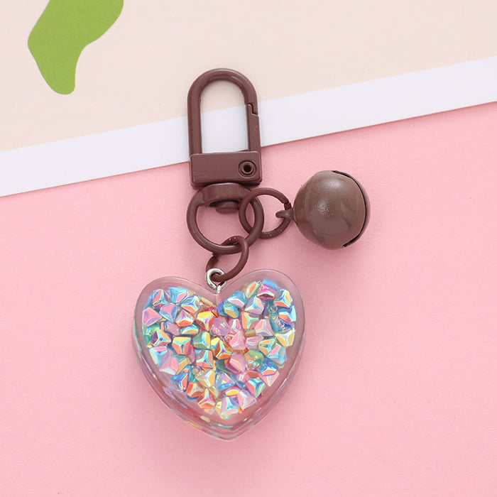 Wholesale Creative Heart Bell Keychain Pendant Peach Heart Accessories