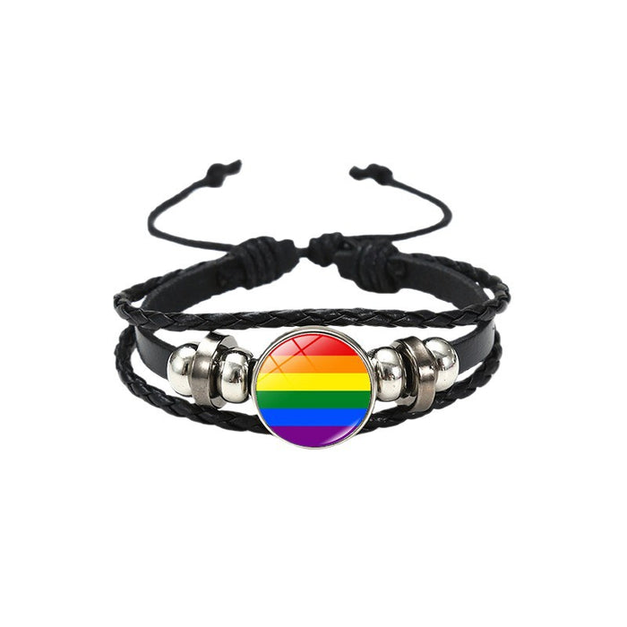 Wholesale Rainbow Flag &  Genderfluid Gemstone Hand-Woven Bracelet