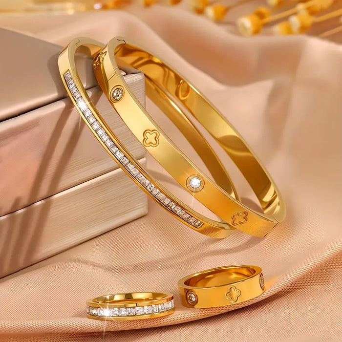 Wholesale Stainless steel diamond-encrusted bracelet ring