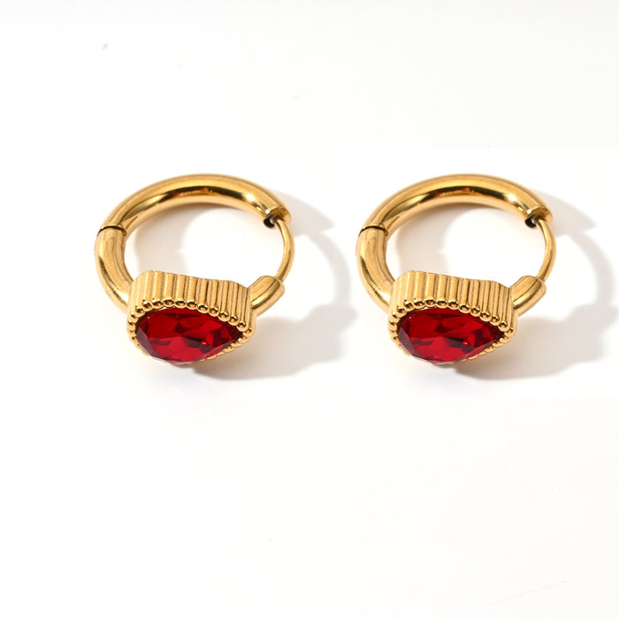 Wholesale Stainless steel heart-shaped earrings with niche temperament, fashionable personality, light luxury, heart studded diamond earrings wholesale