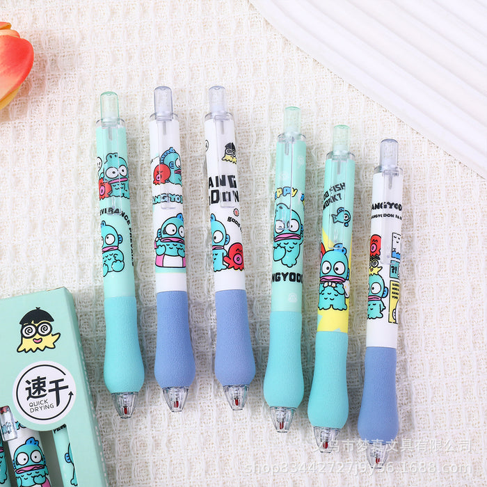 Wholesale 6pcs Multi-series cartoon soft sheath press gel pen high color value student brush pen ST quick-drying carbon black pen