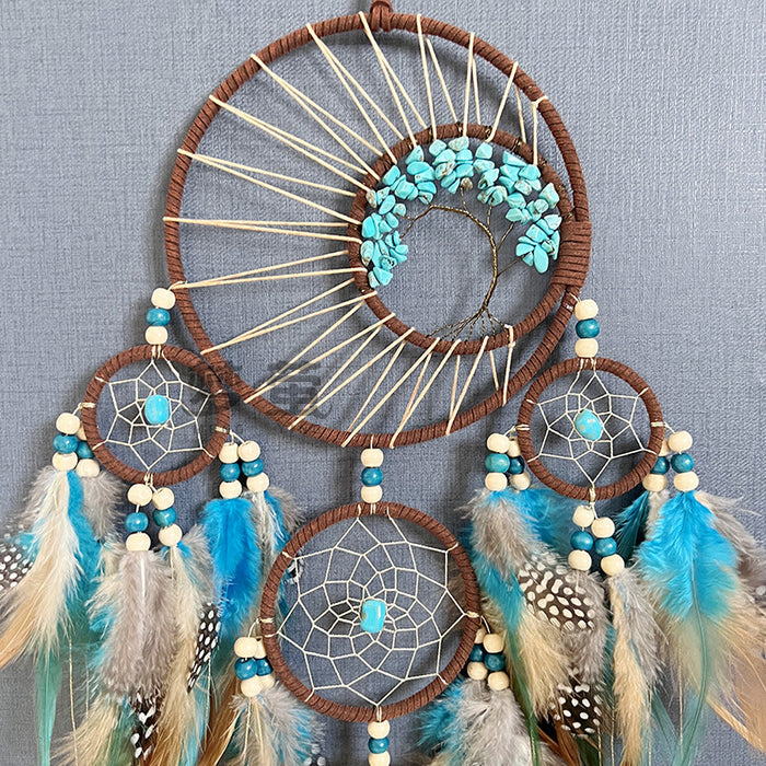 Wholesale Tree of Life Dream Catcher Wall Hanging Colorful Feather Beaded MOQ≥2