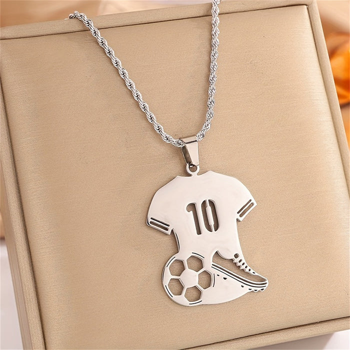 Wholesale New sports stainless steel digital hollow football shoe pendant necklace
