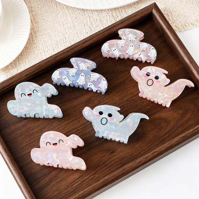 Wholesale Ghost Hair Claw Clip Iridescent Shell Pattern Cartoon Shark Clip For Women PVC Fashion Accessory Gift Resale