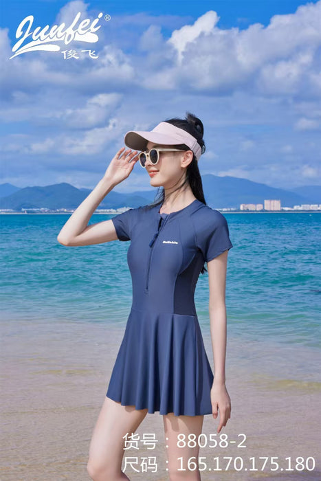Wholesale New high-end one-piece flat corner fashionable skirt style conservative hot spring swimsuit