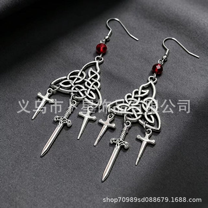 Wholesale Gothic Punk Silver Tone Cross Filigree Earrings Trendy  Jewelry Accessory Boutique Resale